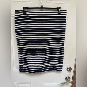 LOFT Navy and White Striped Skirt